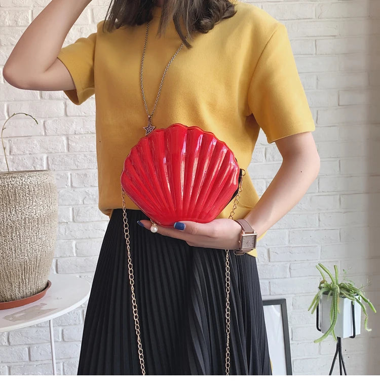 PVC Sequined Shell Crossbody Bag | Cute Chain Shoulder & Phone Money Pouch Luxegan