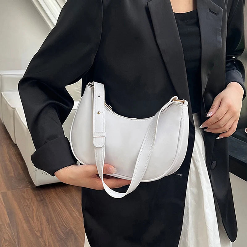 Luxury Designer PU Leather Underarm Bag | Fashion Women's Solid Color Pleated Clutch & Shoulder Hobo Tote Bag Luxegan