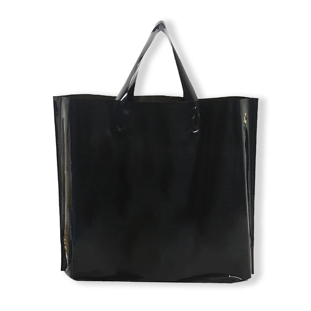 Custom Logo Plastic Shopping Bags | Personalized Small Business Boutique Retail Bags | Premium Gift Packaging with Handles for Parties, Weddings, and Events (20/50pcs Sets) Luxegan