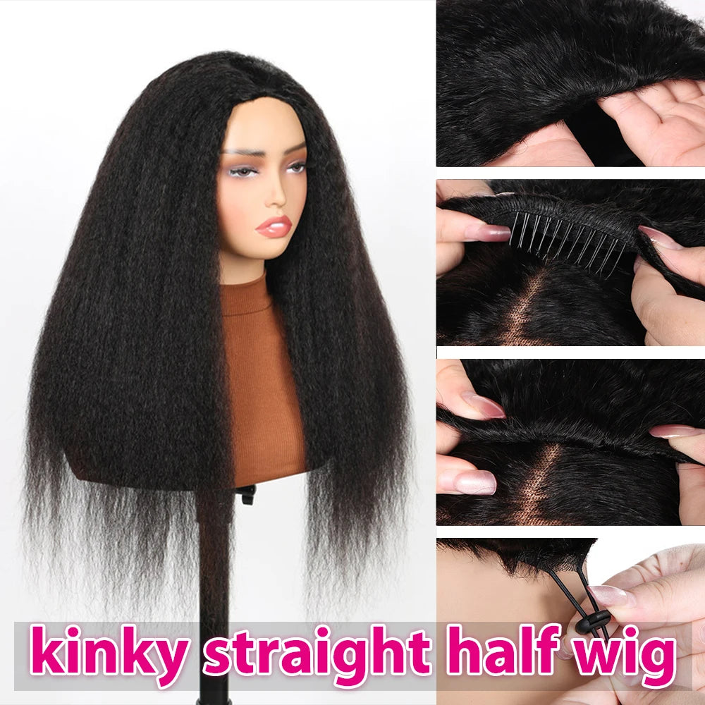 Glueless Half Wig | Malaysian Remy Human Hair | Jerry Curly, Kinky Curly & Kinky Straight Luxegan