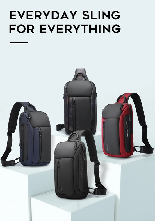Bange Waterproof Chest Bag | Sophisticated "Box" Silhouette | Large Capacity Casual Shoulder Satchel | "Dignified" High-Performance Oxford Crossbody for Radiant Versatile Styling Luxegan