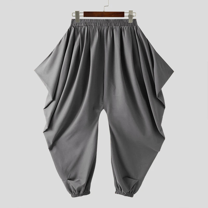 Irregular Drop-Crotch Harem Pants | Sophisticated Mid-Waist Wide-Leg Silhouette | Elegant "Full-Length" Streetwear Joggers | "Dignified" Pleated Loose Trousers for Radiant Versatile Styling Luxegan