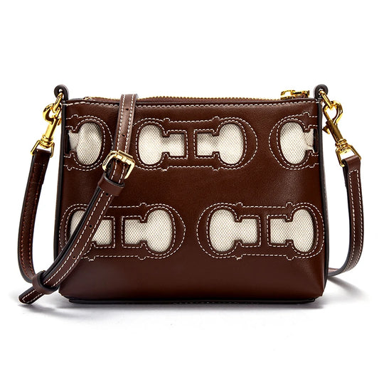 Women's Brown Hollow Design Shoulder Bag | Simple Commuter Crossbody Messenger Bag (Fashion Handbag) Luxegan