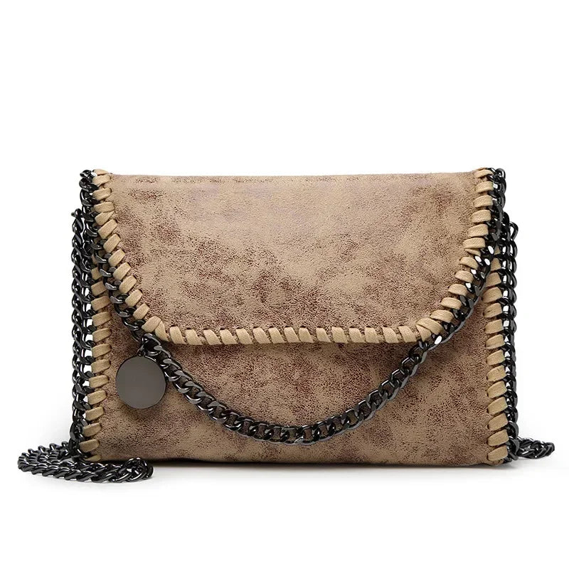 New Women’s Casual Chain Shoulder Bag | Trendy Faux Suede Small Flap Messenger | Vintage Crossbody Clutch Luxegan