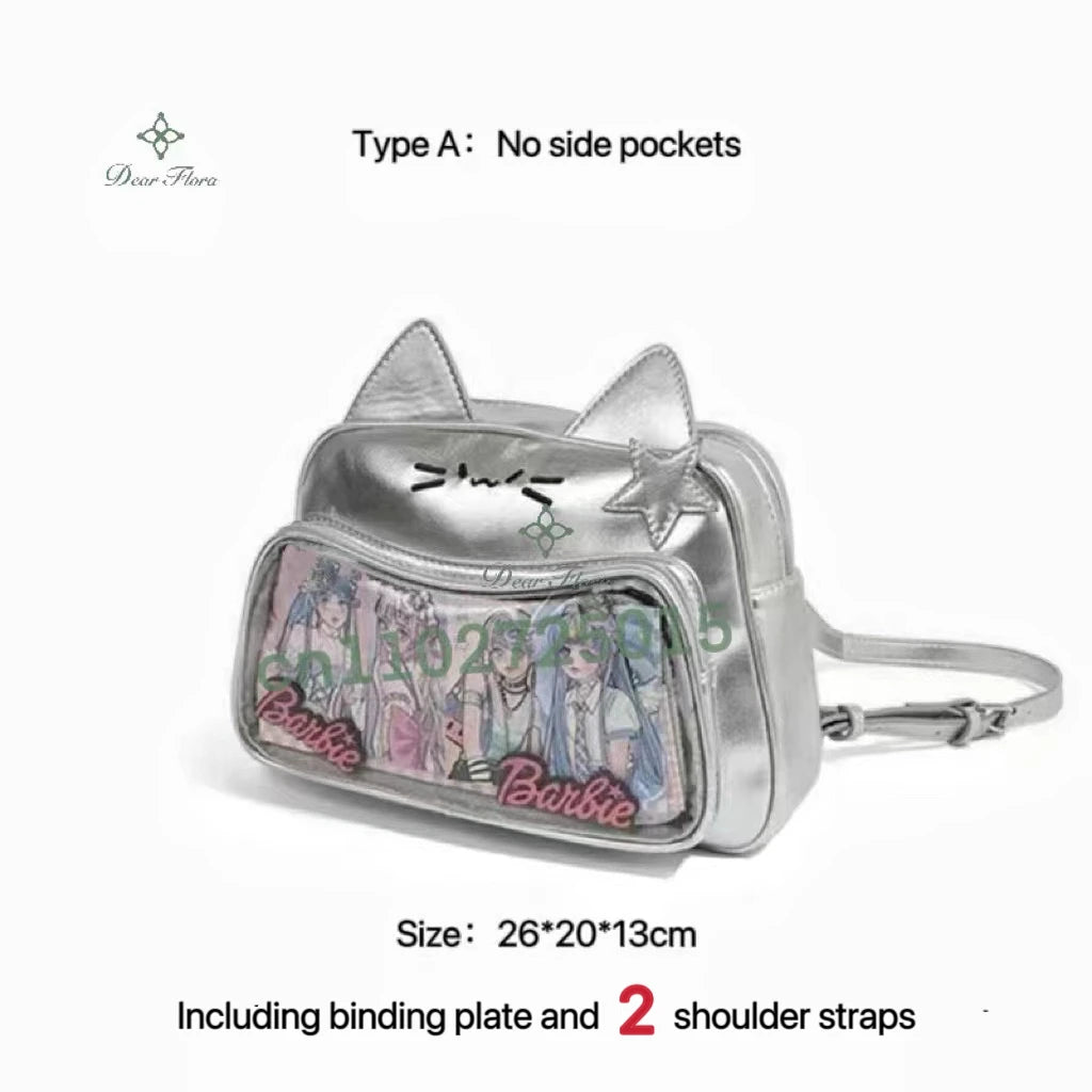 New Y2K Korean Kawaii Cat Ita Bag | Cute Transparent Window PU Shoulder Bag | Harajuku Crossbody & Fashion Backpack for Girls (Model 180) Luxegan