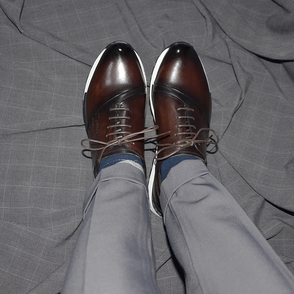 Luxury Hand-Painted Leather Oxfords | Sophisticated France Style Business Sneakers | Elegant - view 7