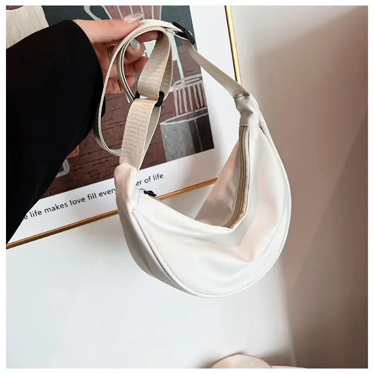Solid Color Chest Bag for Women | Large Capacity Travel Crossbody & Half Moon Belt Bag (Ladies Daily Street Fanny Pack)Luxegan