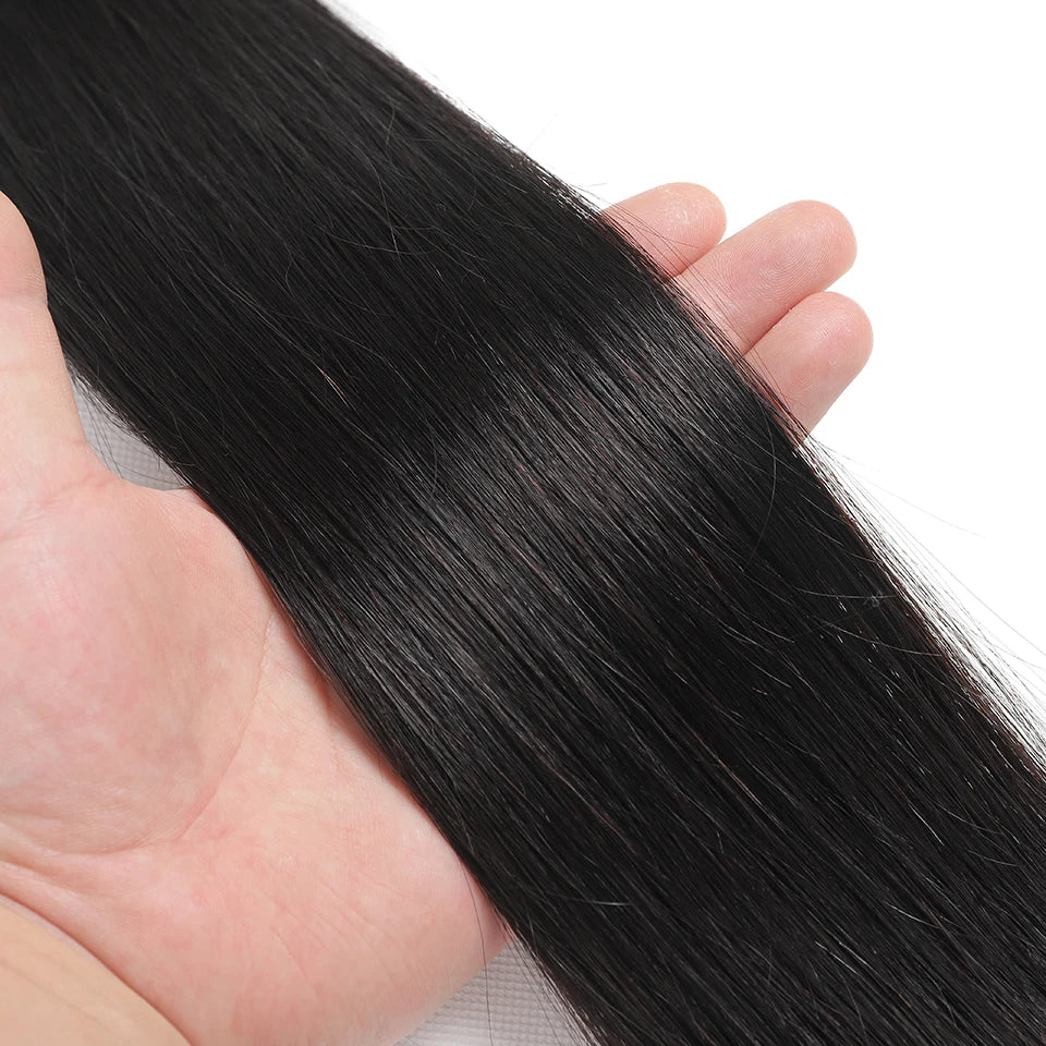 12A Peruvian Straight Bundles | 100% Raw Virgin Human Hair Extensions (Natural Black, 1/3/4 Pcs) Luxegan