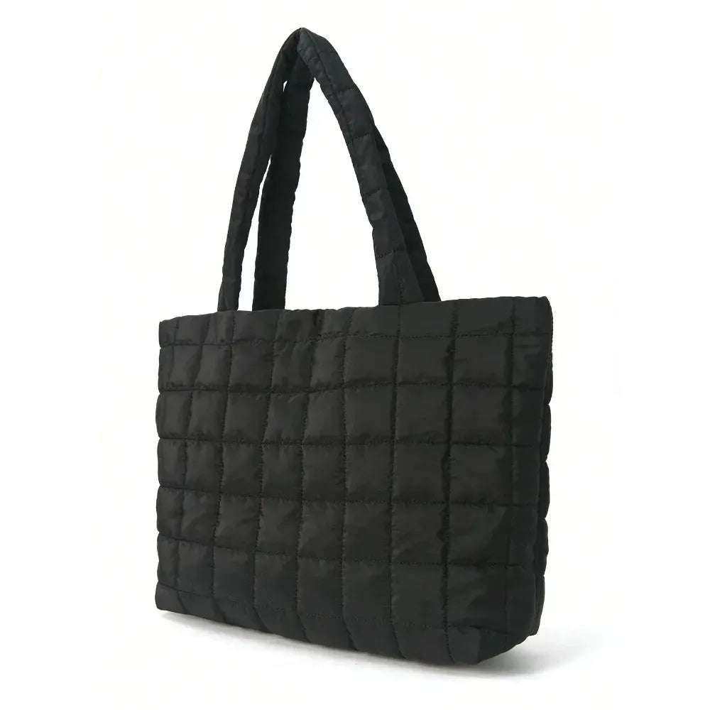 Minimalist Quilted Nylon Tote | Puffy Crossbody Bag for Commuting Luxegan