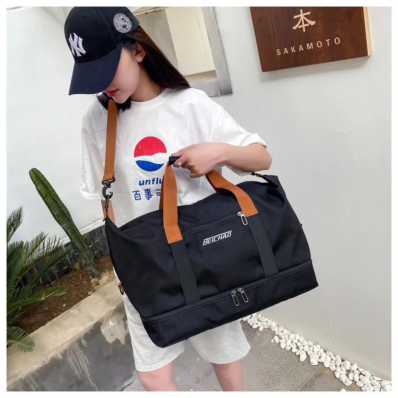 Large Capacity Waterproof Travel Gym Bag | Portable Oxford Fitness Duffle | Short-Distance Luggage & Men's Sports Handbag | Lightweight Shoulder Crossbody Bag Luxegan