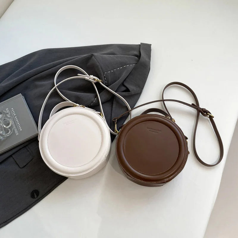 Round Crossbody Bags for Women | High Quality PU Leather Designer Shoulder Bag & Female Clutch Purse (Solid, Soft) Luxegan
