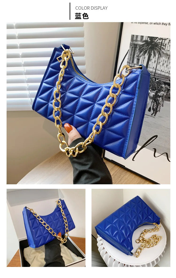 Advanced Diamond Quilted Shoulder Bag | Trendy Chain Handbag Luxegan