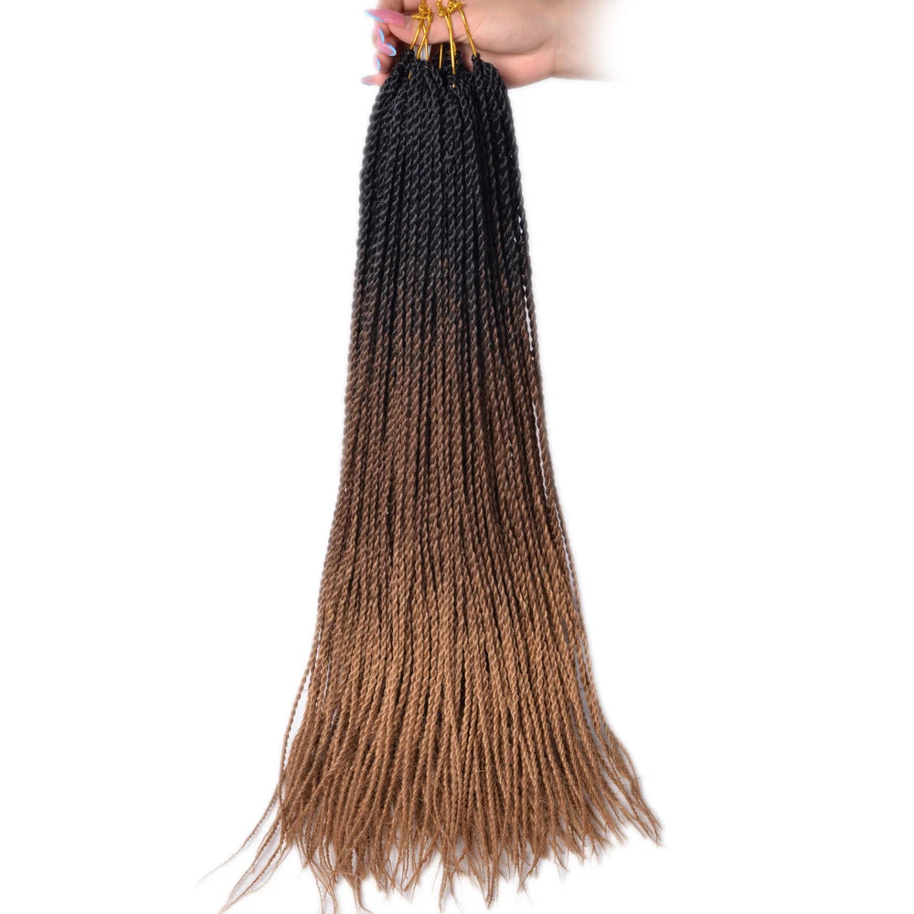 24-Inch Long Ombre Box Braids Crochet Hair - Pre-Looped Synthetic Braiding Hair Extensions - High Temperature Fiber 22 Strands/Pack Piano Color Crochet Braids for Women & Girls (27 Colors Available)