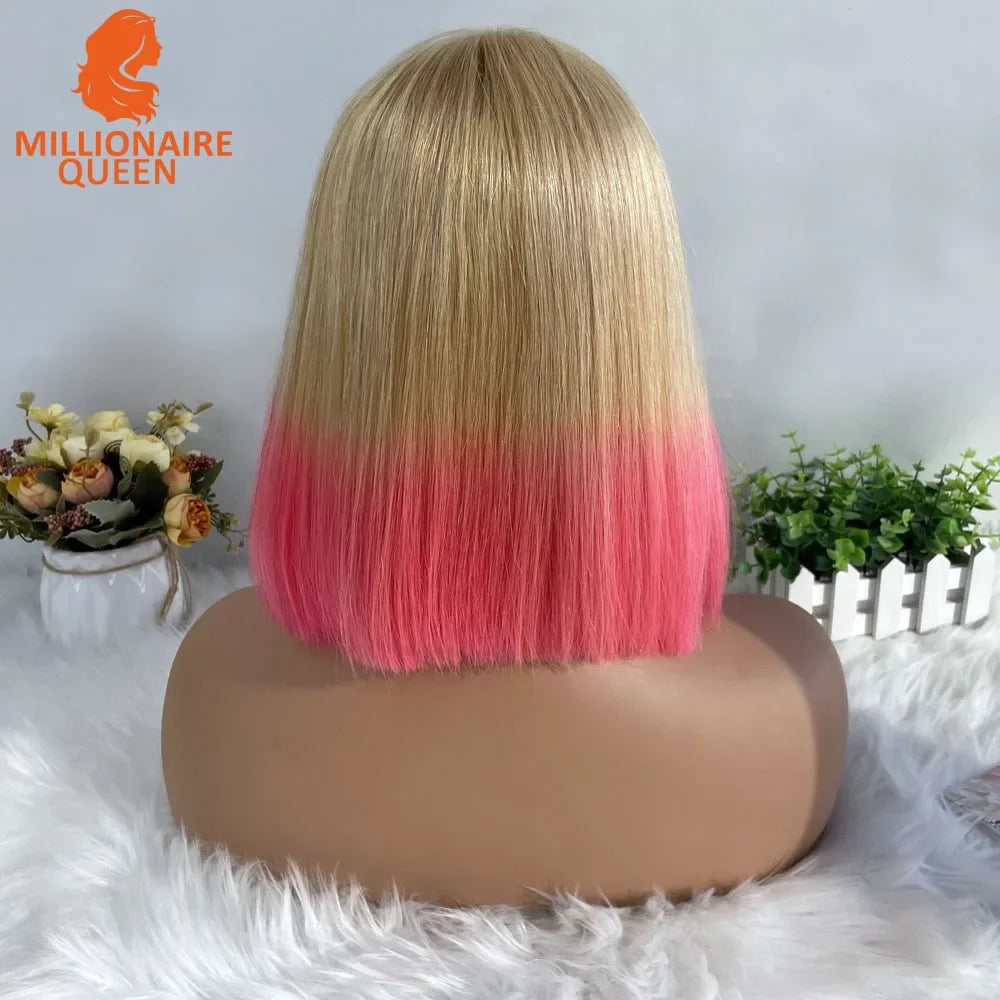 Highlight P4/30 Brown Vietname Bone Straight Bob Wig Super Double Drawn Human Hair 2x6 Glueless Lace Closure Wig For Black Women