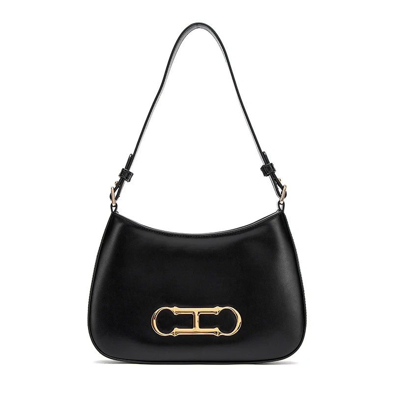 Women’s New Simple Baguette Handbag | Minimalist Mini Shoulder Bag | PU Leather Underarm Purse with Secure Zipper Closure | Trendy Everyday Small Tote Luxegan