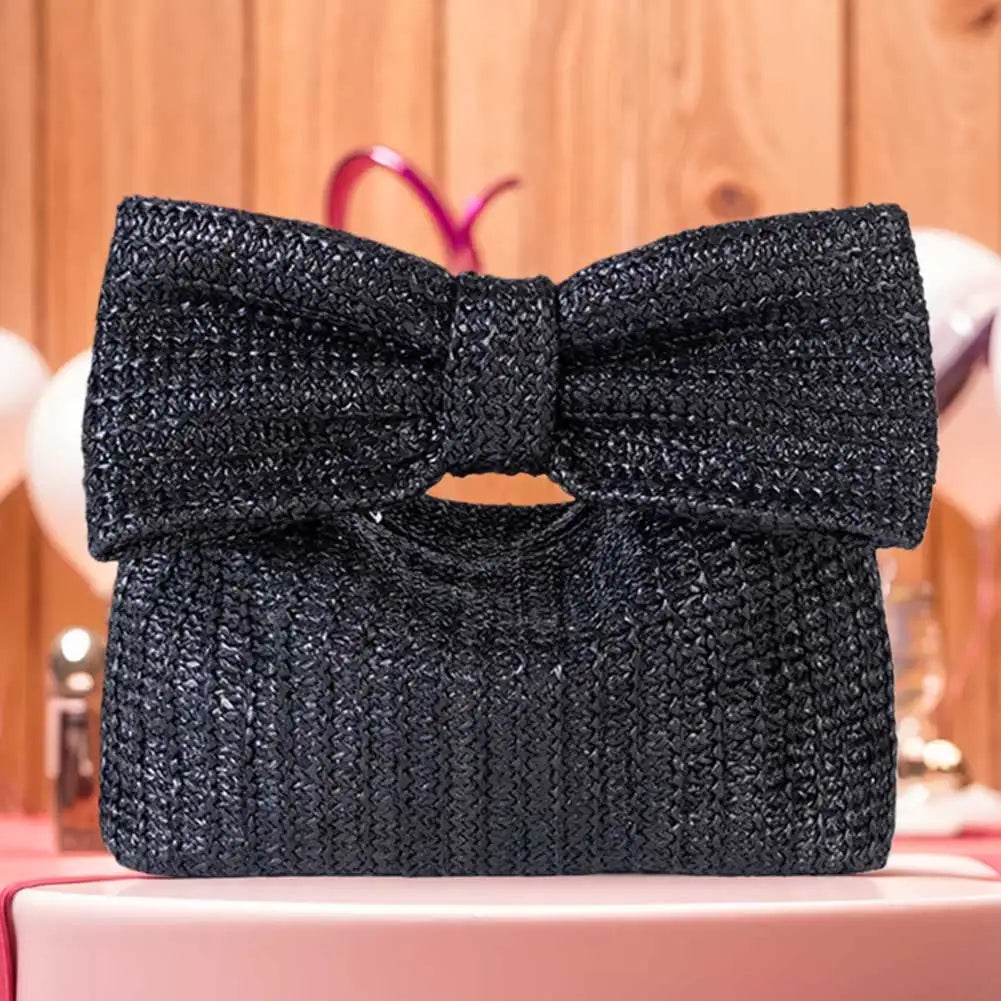 Summer Straw Woven Clutch Bag | Women's Bow Purse Luxury Design Ladies' Evening Handbag Luxegan