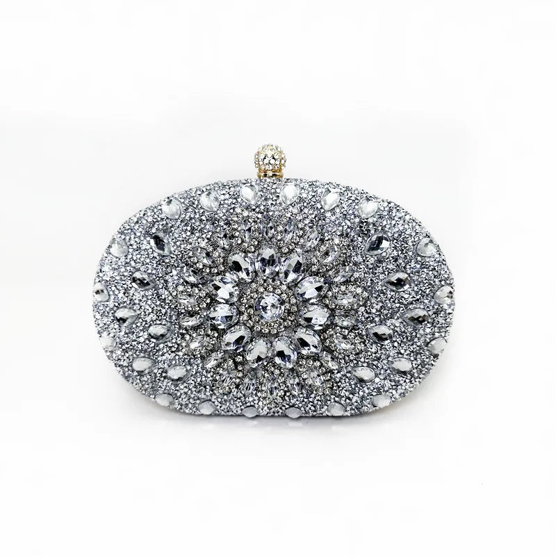 Luxury Diamond Evening Clutch for Women | Sparkling Crystal Wedding Handbag | Premium Beaded Party Purse with Cell Phone Pocket | Elegant Flap-Style Messenger Bag & Quality Gift Luxegan