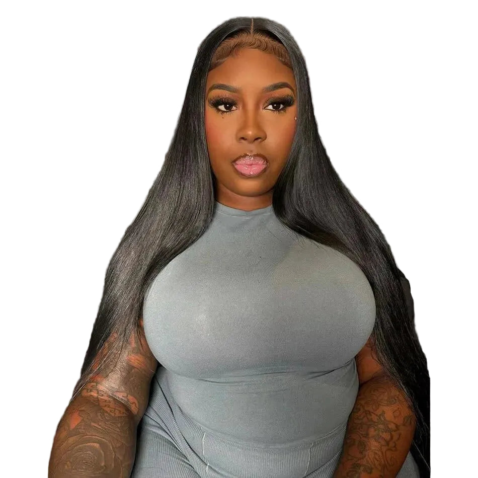 200% Density Ombre Ash Blonde Straight Wig | Sophisticated 13x4 HD Transparent Lace Frontal | Elegant Brown Rooted Brazilian Human Hair | "Dignified" 26+ Inch Pre-Plucked Remy Hair for Radiant Versatile Styling Luxegan