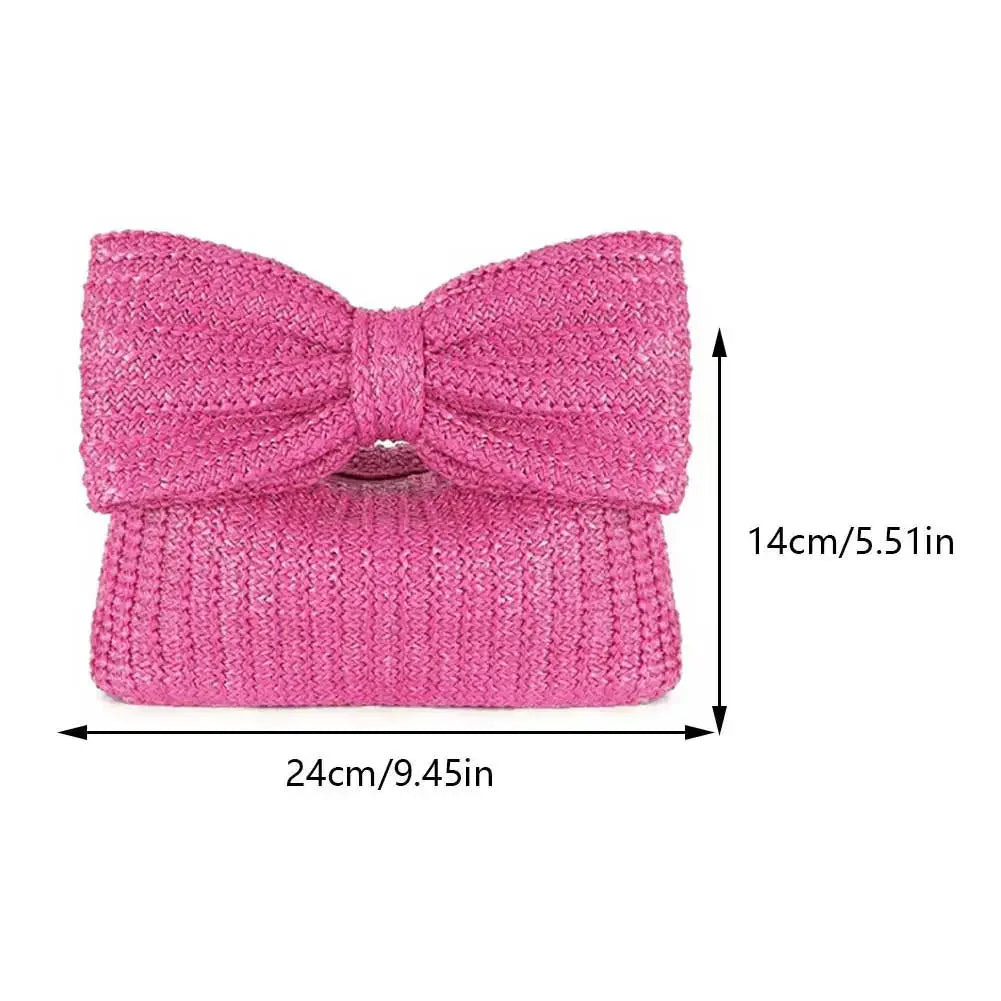 Summer Straw Woven Clutch Bag | Women's Bow Purse Luxury Design Ladies' Evening Handbag Luxegan