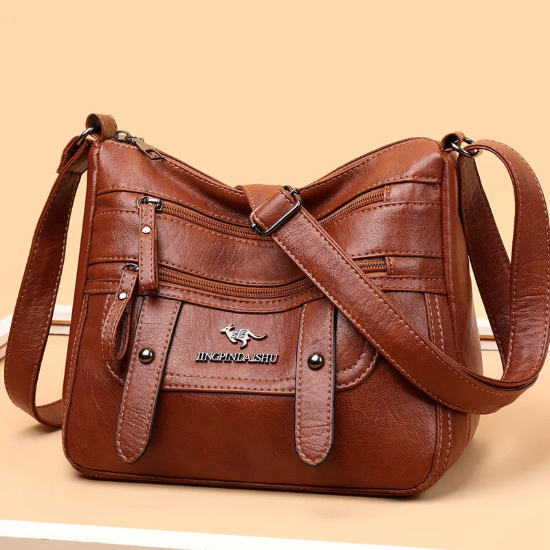 Soft Leather Mother Bag | Large Capacity Shoulder & Crossbody Bag Luxegan