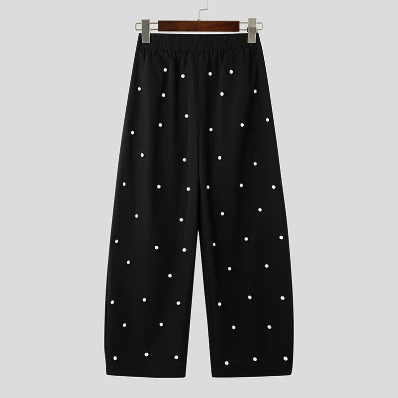 Pearl Decoration Design Trousers | Sophisticated Straight Leg Silhouette | Elegant "Ankle-Length" - view 6