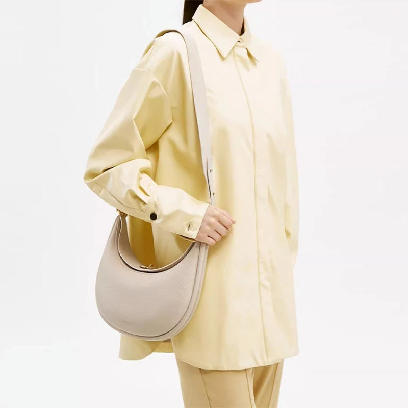 High-end Moon Bag | Light Luxury Leather Versatile Handbag & Messenger Bag Luxegan