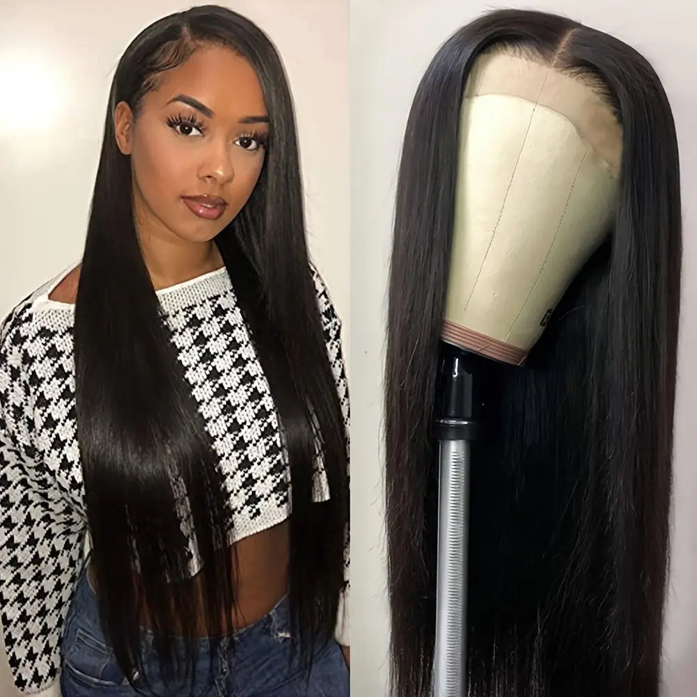 Bone Straight HD Lace Frontal Wig - 13x6 Transparent Swiss Lace Front Wig - Pre-Plucked Glueless Brazilian Remy Human Hair Wig for Women (30-40 Inch On Sale) Luxegan