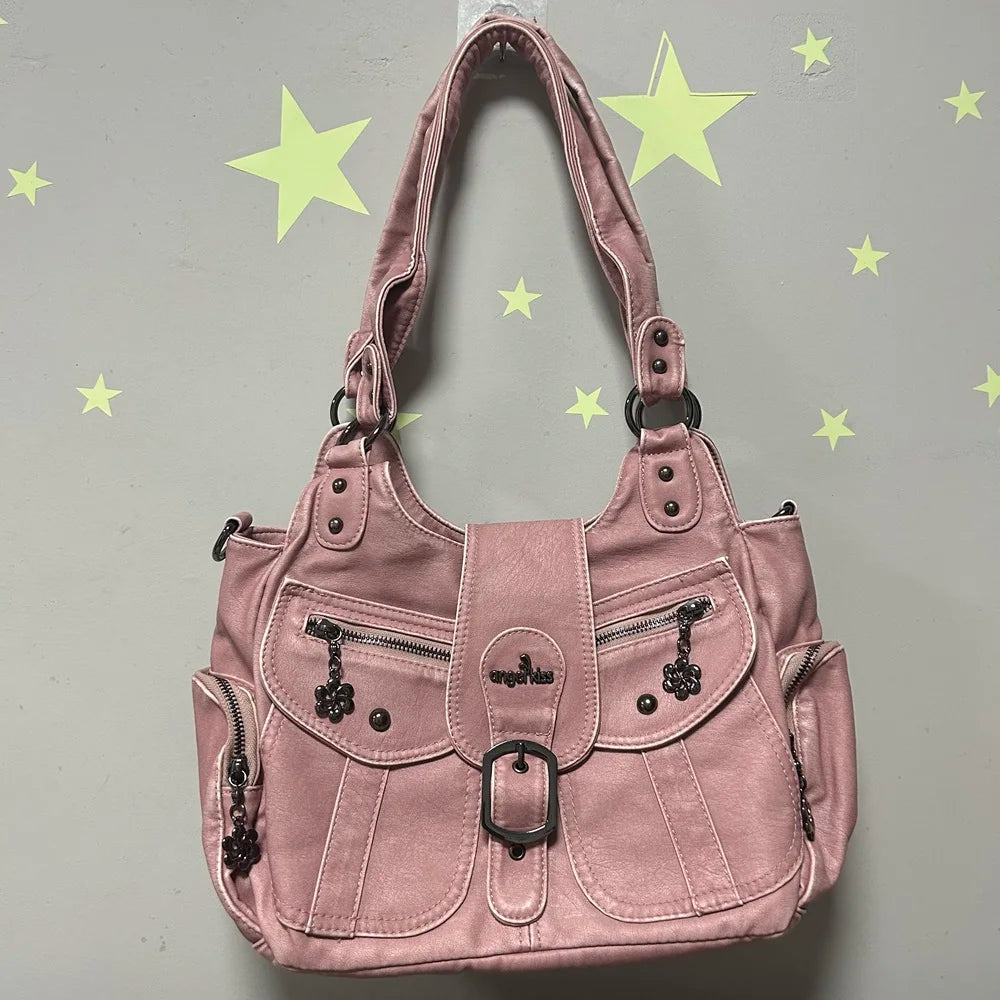 Trendy PU Leather Dumpling Shoulder Bag | Fashion Large Capacity Satchel & Top-Handle Purse | Versatile Multi-Pocket Handbag with "Flap" Design & 120cm Strap Luxegan
