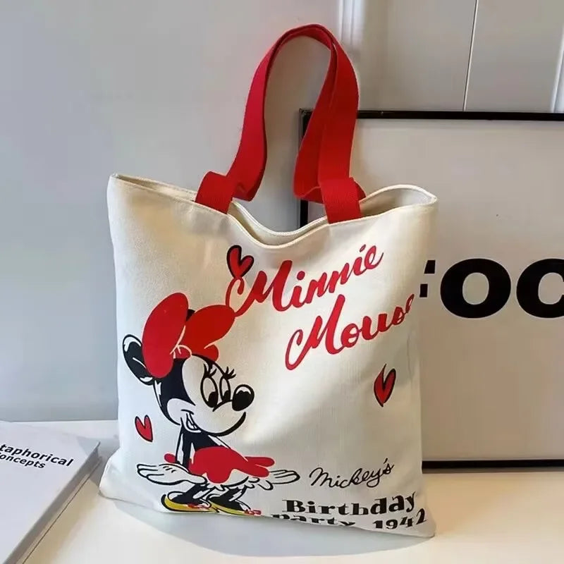 Disney Mickey and Minnie Canvas Bag | Large Capacity Shoulder Bag & Mommy Bag Luxegan
