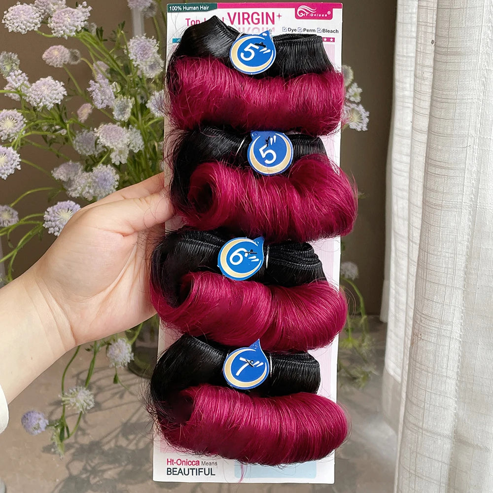 Loose Wave Human Hair Bundles 4 Pcs/Lot – 100% Remy Indian Hair Weave (5+5+6+7 Inch) 6 Colors - view 4