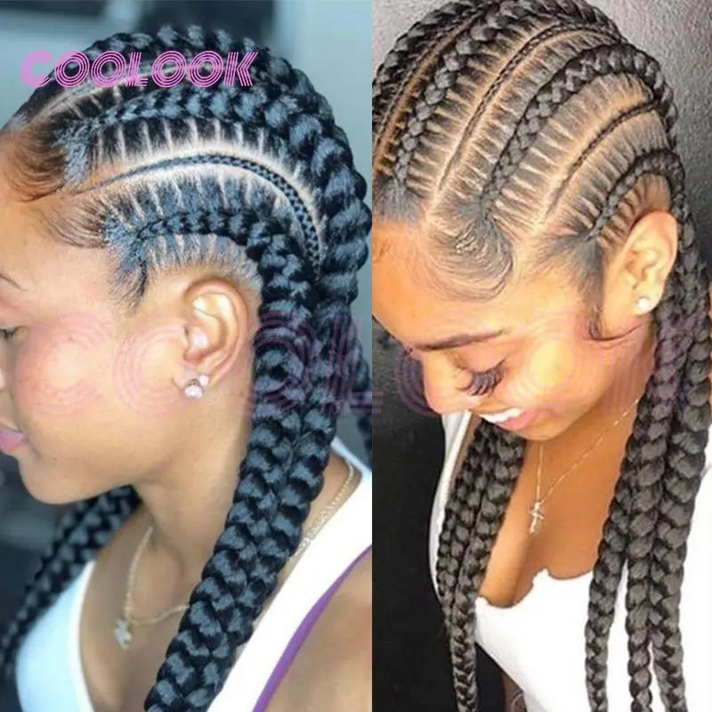 20-36 Inch Jumbo Box Cornrow Faux Locs Wig | Full Lace