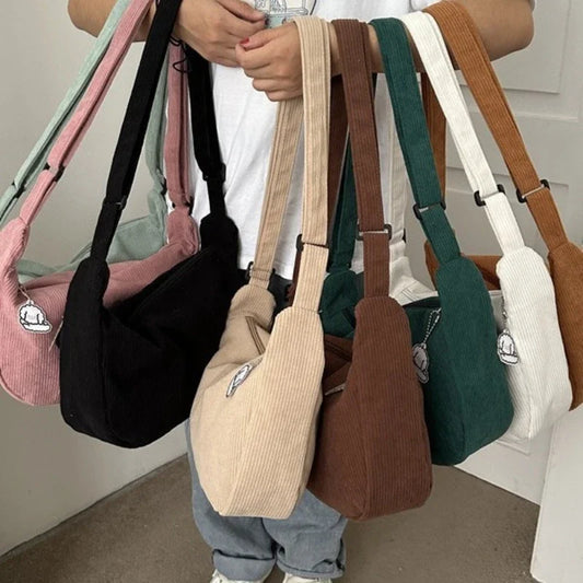 Corduroy "Lazy Wind" Dumpling Bag | Japanese Literary & Korean Casual Handbag Luxegan