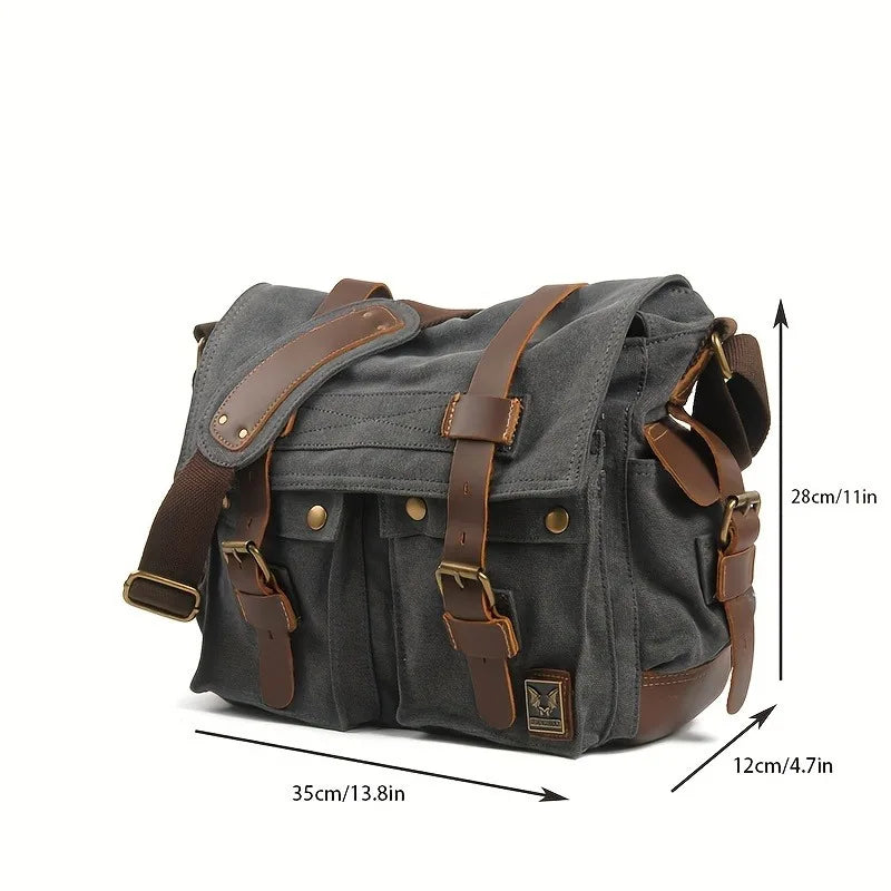 Retro Canvas Crossbody Postman Bag for Men | New Style School Backpack with Belt Decoration | Casual Versatile Shoulder Bag Luxegan