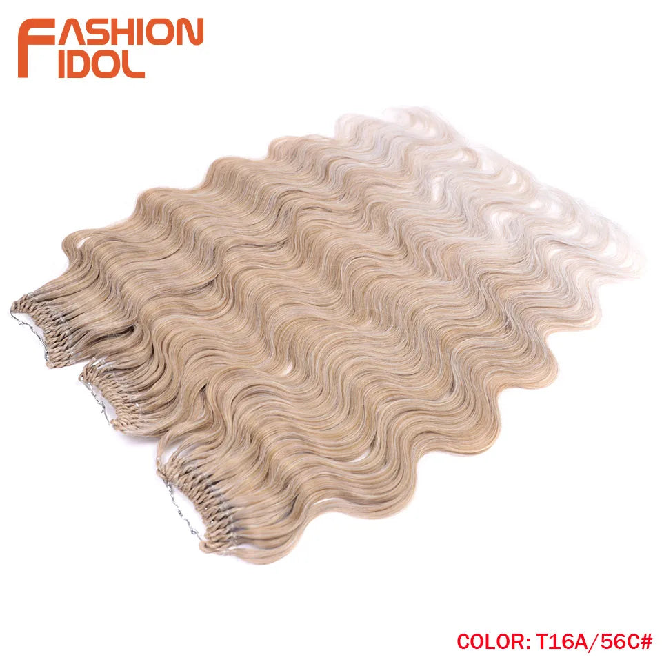 Fashion Idol Body Wave Crochet Hair - 22 Inch Soft Long Synthetic Goddess Braids - Natural Wavy Ombre 613 Blonde Hair Extensions - Luxegan