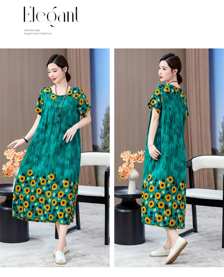 New 2025 Women Dress Female Casual short Sleeve cotton Dresses loose solid Vintage Sweet Clothing Vestidos  vestido verano