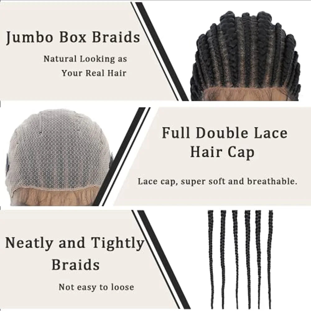 36 Inch Jumbo Knotless Box Braid Cornrow Wig | Full Lace