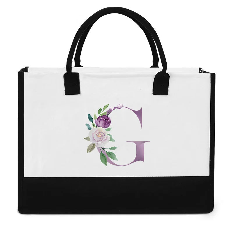 Vintage Purple Flower Series Canvas Bag | Large Capacity Reusable Jute Shopping Tote | Fashionable Imitation Sack Handbag & Casual Grocery Organizer (Unisex) Luxegan