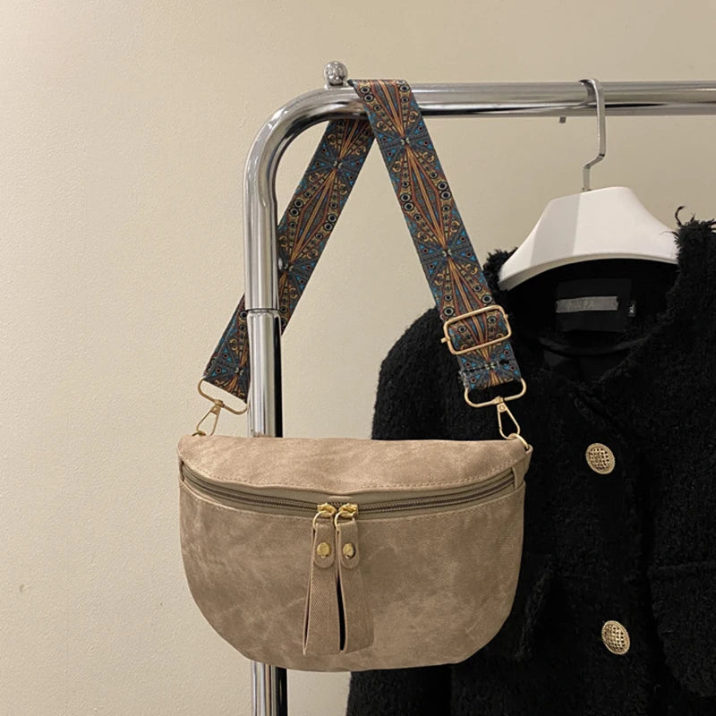 Stylish Hobo Solid Color Satchel | Luxury Designer Chest Bag & Women's PU Leather Waist Bags (Wide Strap Fashion Fanny Shoulder Pack) Luxegan