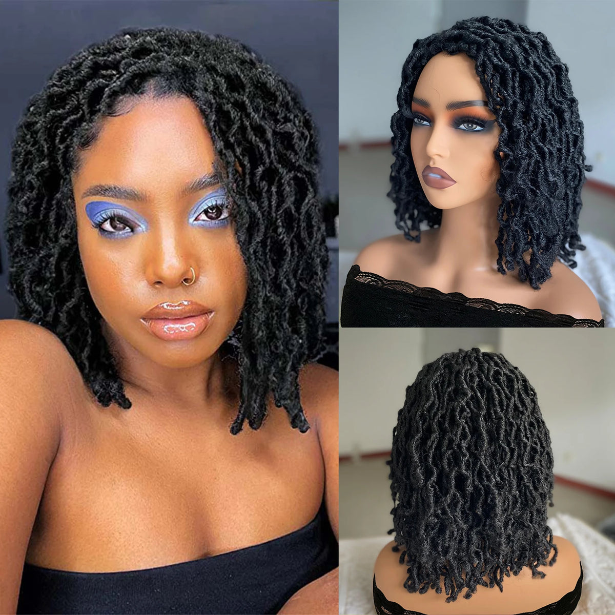 Afro Curly Faux Locs Dreadlock Wig | Crochet Cap | 4 Colours