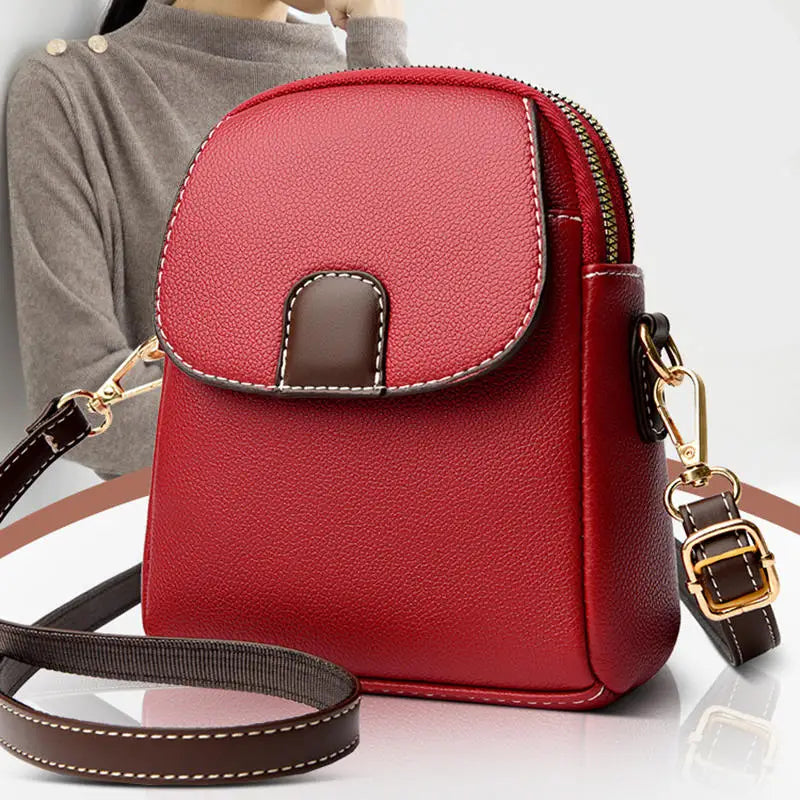 Fashion Leather Crossbody Bag for Women | Mini Shoulder Bag & Flip Zipper Messenger Bag (Students' Small Handbag) Luxegan