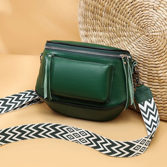 Genuine Leather Saddle Bag | Casual Cowhide Shoulder & Crossbody Bag Luxegan