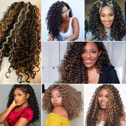 14–22 Inch Synthetic Deep Wave Crochet Hair | Afro Curl Braiding Extensions Luxegan