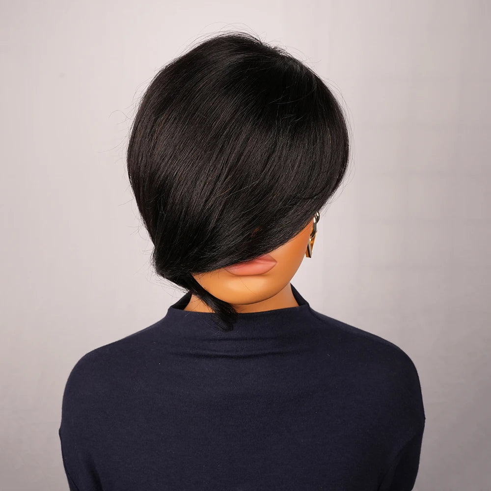 Short Pixie Cut Wig | 100% Brazilian Remy Human Hair | Full Machine Cap Luxegan