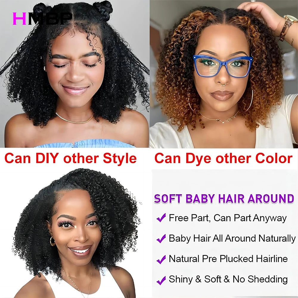 Peluca de cabello humano rizado afro rizado de 350% de densidad, sin pegamento, con encaje frontal HD de 13x6, cabello humano, encaje transparente, pelucas de cabello pre arrancado