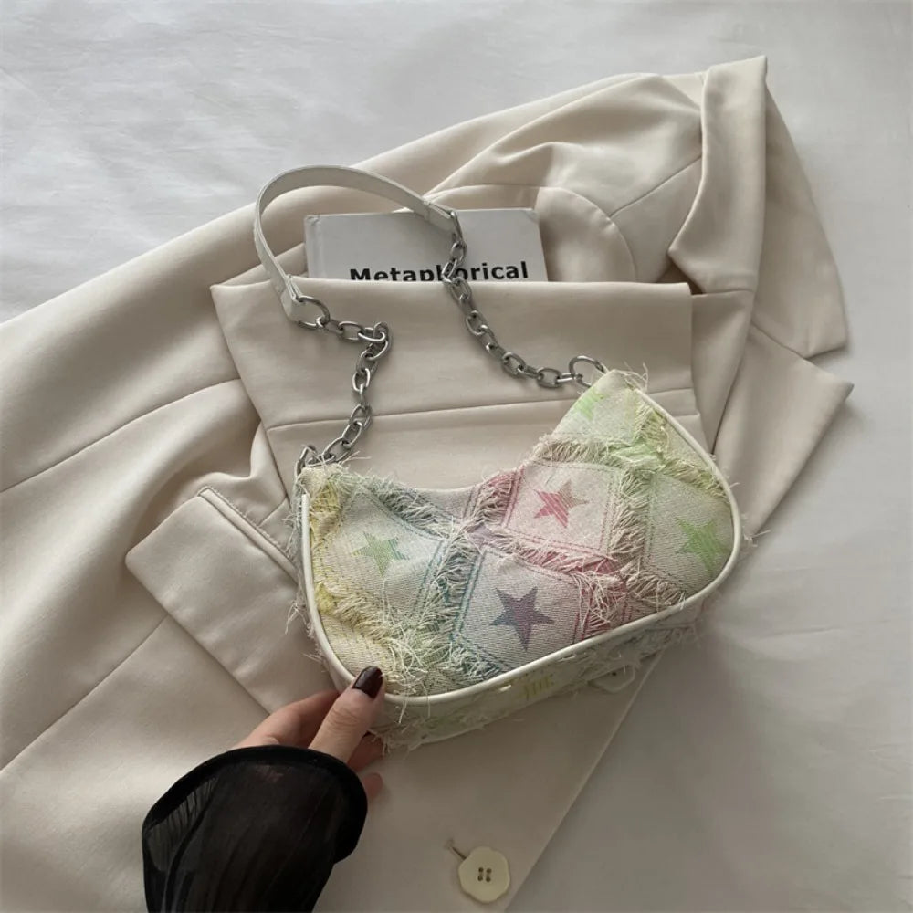 Trendy New Design Single Shoulder Bag | Vintage Y2K Denim Underarm Bag | Korean Star Women's Handbag Luxegan