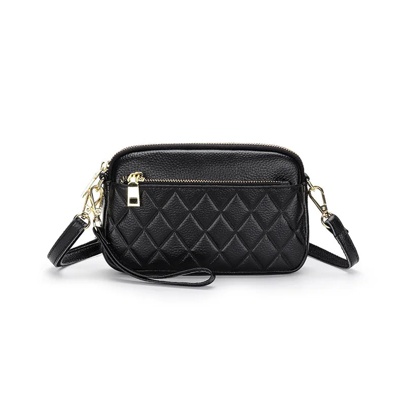 Women's Leather Cross-Body Bag | Trendy and Fashionable Quilted Shoulder Bag | Top Cowhide Clutch | Shoulder Bag Luxegan