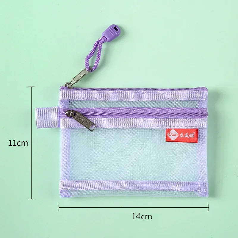 Bolsos cuadrados de nailon de doble capa con cremallera, monederos, carteras, tarjeteros para identificación bancaria y tarjetas de crédito, licencia B8, bolsas de almacenamiento con bolsillo