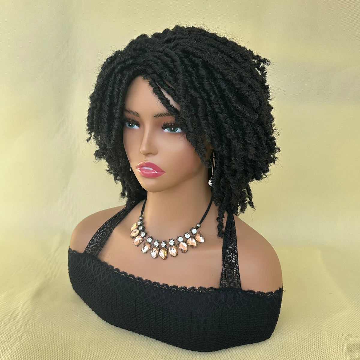 Short Synthetic Dreadlock Wig Afro Crochet Twist Hair Wigs For Black Women Curly Naturel Soft Faux Locs Wig Luxegan