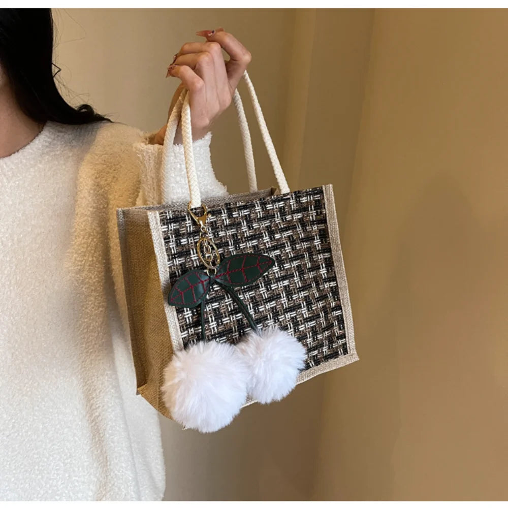 Retro Braided Jute Tote Bag | Large Capacity Shopping & Beach Bag Luxegan