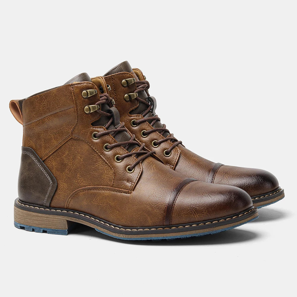 Brogue Chelsea Men's Boots | American Style Comfortable Fashion Leather Boots (Low Heel) Luxegan